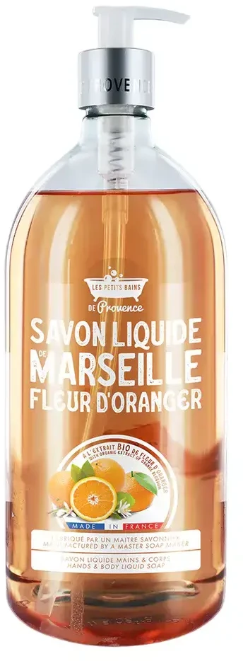 Les Petites Bains de Provence Marseille Oranžinis Blassom Liquid Soap For Hands & Body, 1000 ml