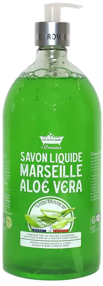 Les Petites Bains de Provence Marseille Aloe Vera Liquid Soap For Hands & Body, 1000 ml