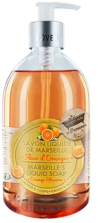 Les Petites Bains de Provence Marseille Oranžinis Blassom skystas muilas rankoms ir kūnui, 500 ml