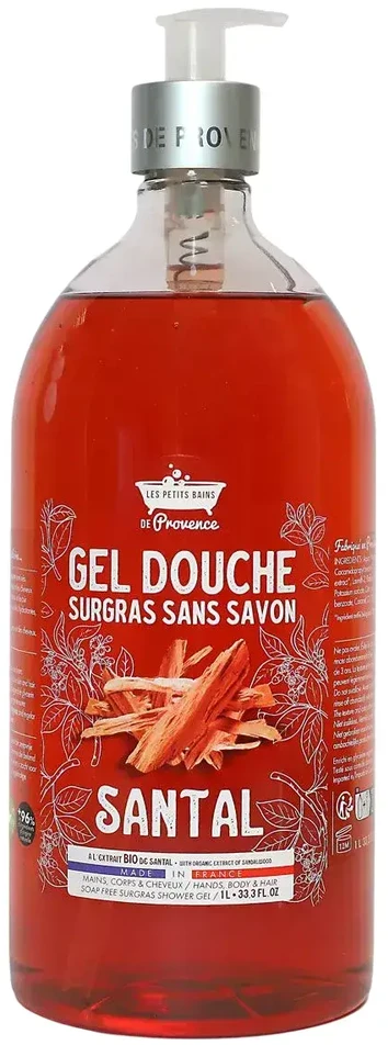 Les Petites Bains de Provence Santal Dušo želė For Body Face & Hair For Sensitive Skin, 1000 ml