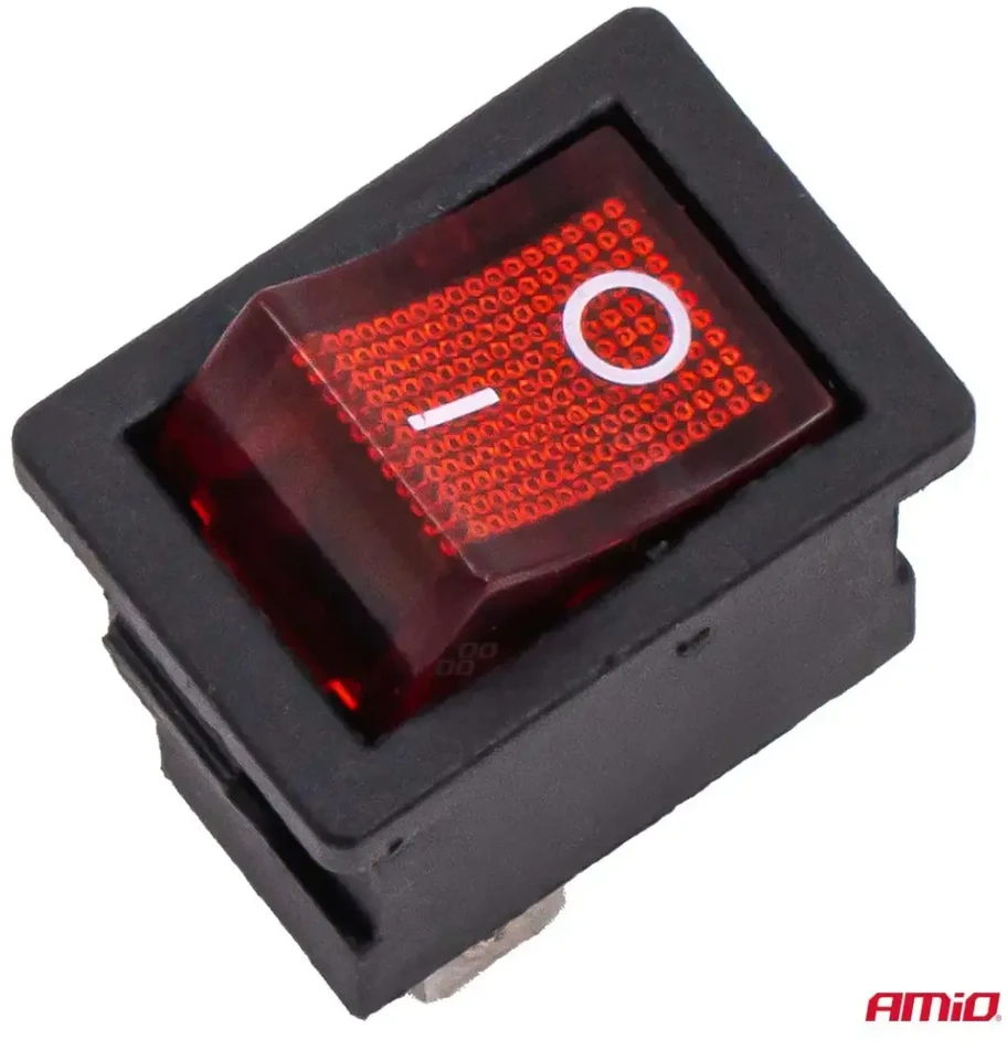 Rotorinis jungiklis su raudonu apšvietimu 6a 250v amio-04439