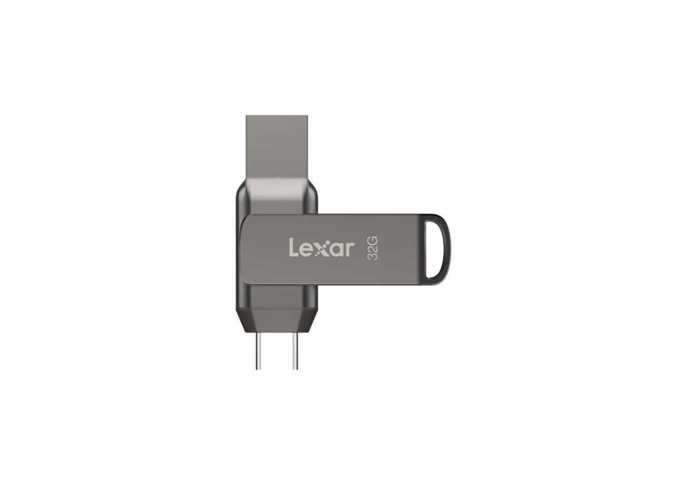 Lexar | 2 viename USB atmintinė, kurios skaitymo greitis siekia 100 MB/s | „JumpDrive Dual Drive D400“ | 32 GB | C ir A tipo USB 3.1 | Pilkas