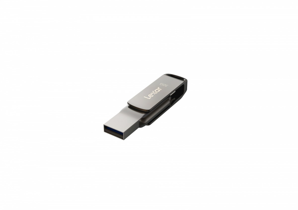Lexar | 2 viename USB atmintinė, kurios skaitymo greitis siekia 100 MB/s | „JumpDrive Dual Drive D400“ | 32 GB | C ir A tipo USB 3.1 | Pilkas