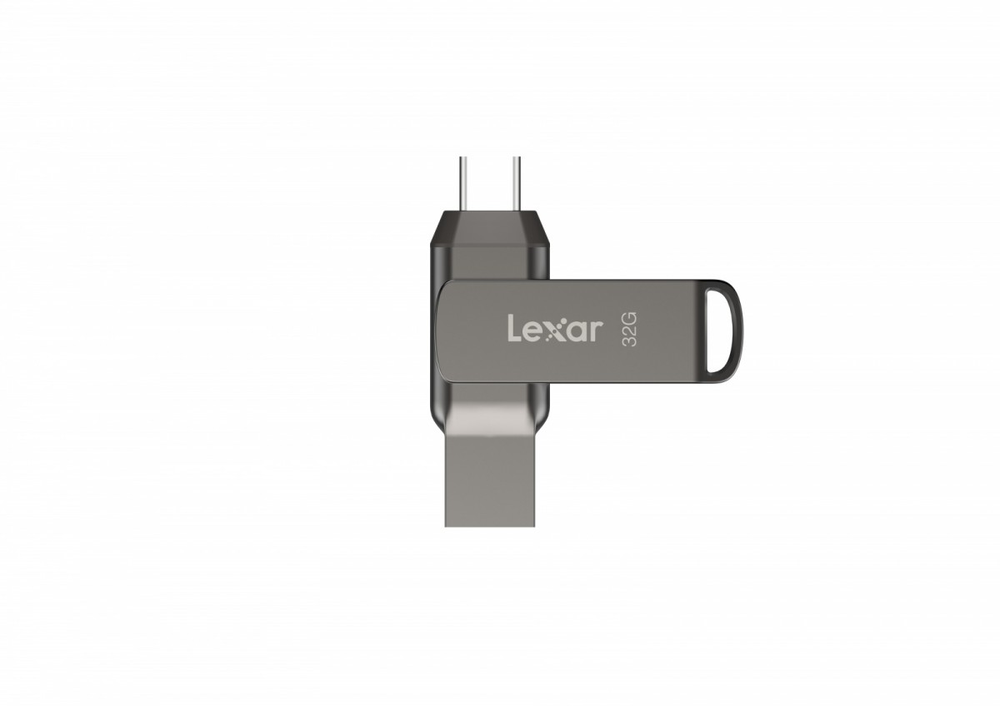 Lexar | 2 viename USB atmintinė, kurios skaitymo greitis siekia 100 MB/s | „JumpDrive Dual Drive D400“ | 32 GB | C ir A tipo USB 3.1 | Pilkas
