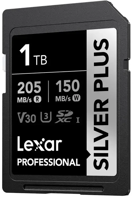 SDXC atminties kortelė - Lexar Professional Sidabrinis PLUS SDXC 1TB 205MB/s skaitymas, 150MB/s rašymas