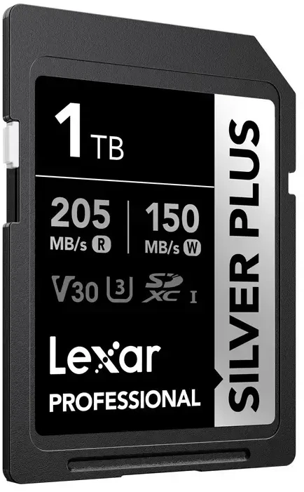 SDXC atminties kortelė - Lexar Professional Sidabrinis PLUS SDXC 1TB 205MB/s skaitymas, 150MB/s rašymas