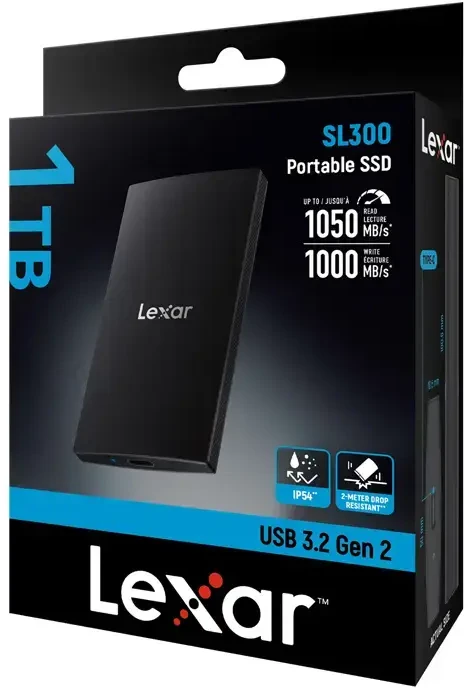 Kietasis diskas Lexar SSD SL300, USB3.2 Gen2 iki R1050/W1000, 1TB