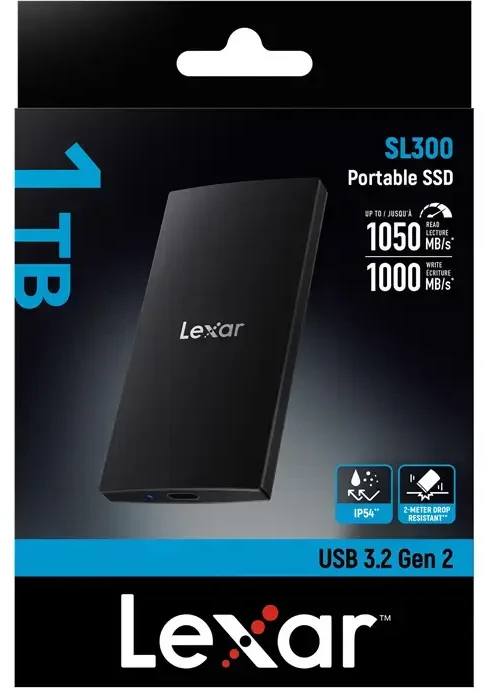 Kietasis diskas Lexar SSD SL300, USB3.2 Gen2 iki R1050/W1000, 1TB