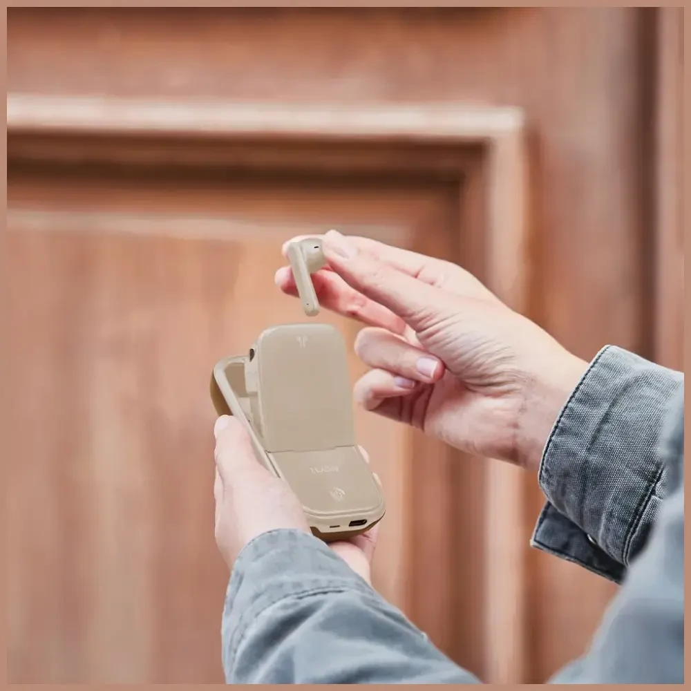 „Lexon Speakerbuds“ belaidės ausinės su „Bluetooth“ garsiakalbiu, camel LA127C
