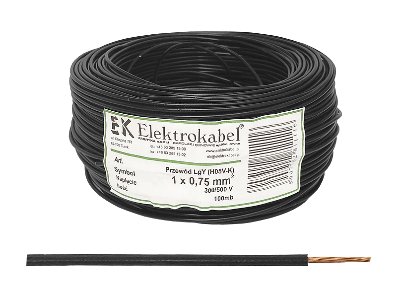 Oem Montavimo kabelis LgY 1x1 H05V-K - juodas - 100m