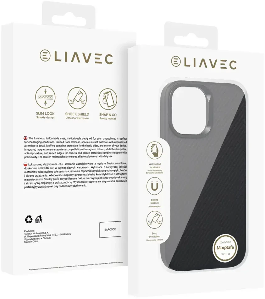 Liavec Carbon Core dėklas skirtas Apple iPhone 17