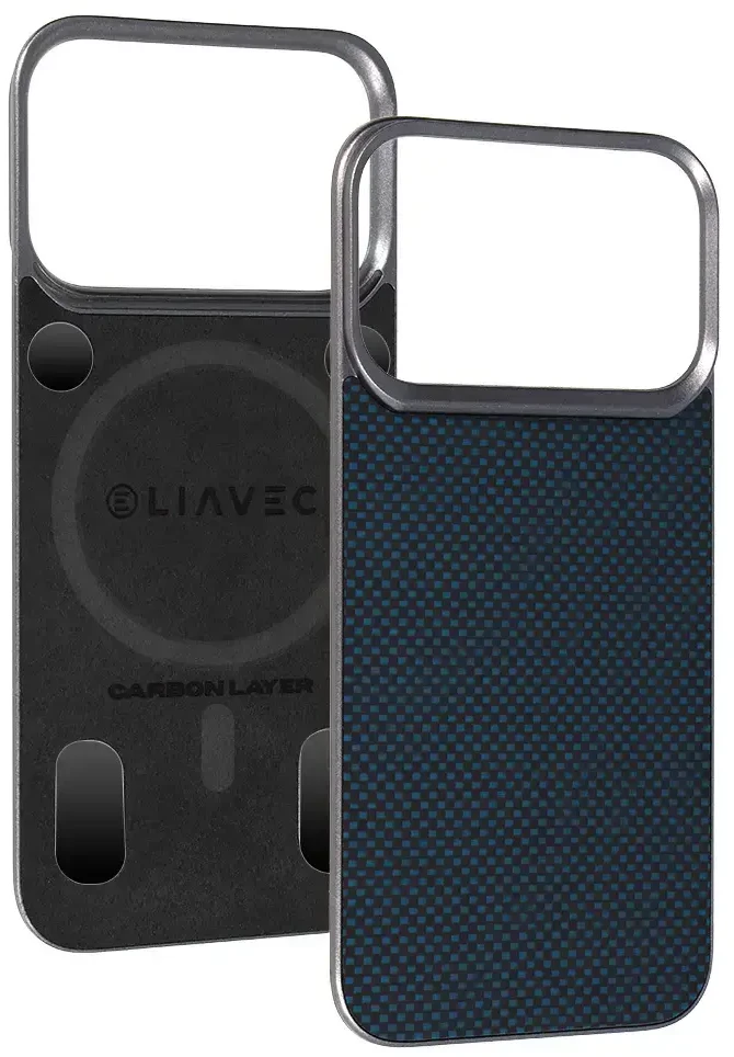 Dėklas Liavec Carbon Layer Magsafe Aramid Fiber Cover skirtas Apple iPhone 17 Pro Max mėlynas