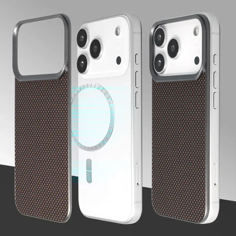 Dėklas Liavec Carbon Layer Magsafe Aramid Fiber Cover skirtas Apple iPhone 17 Pro auksinis