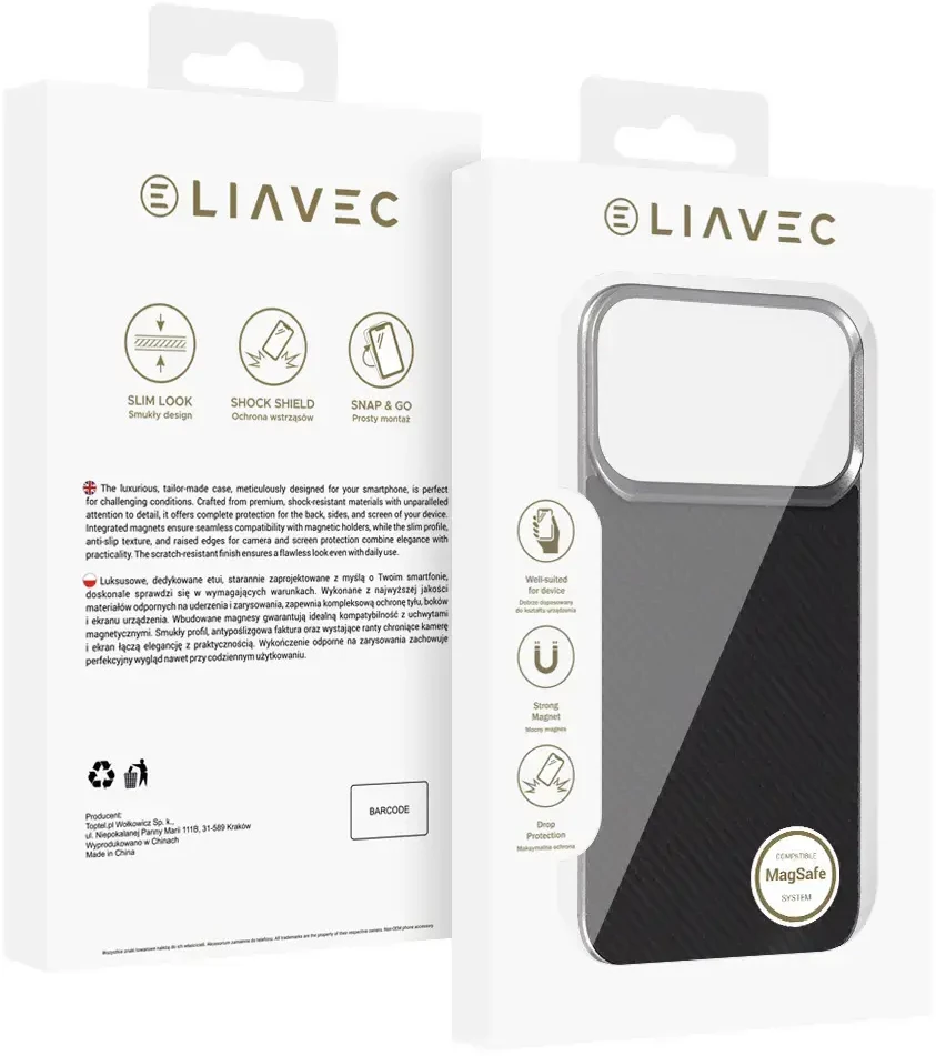 Dėklas Liavec Carbon Layer Magsafe Aramid Fiber Cover skirtas Apple iPhone 17 Pro juodas