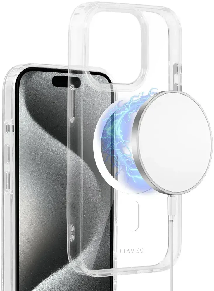 Liavec Glossy Magsafe Clear dėklas skirtas Apple iPhone 14 Pro baltos spalvos
