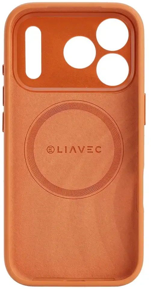 Liavec Silk Shield dėklas su Metal Camera Frame skirtas Apple iPhone 17 Pro Max oranžinės spalvos