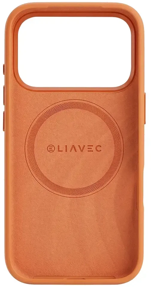 Liavec Silky dėklas su Metal Camera Frame skirtas Apple iPhone 17 Pro oranžinės spalvos
