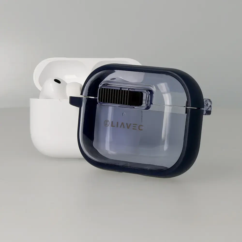 Liavec SlideLock dėklas telefonui AirPods Pro 3 transparent-mėlynas