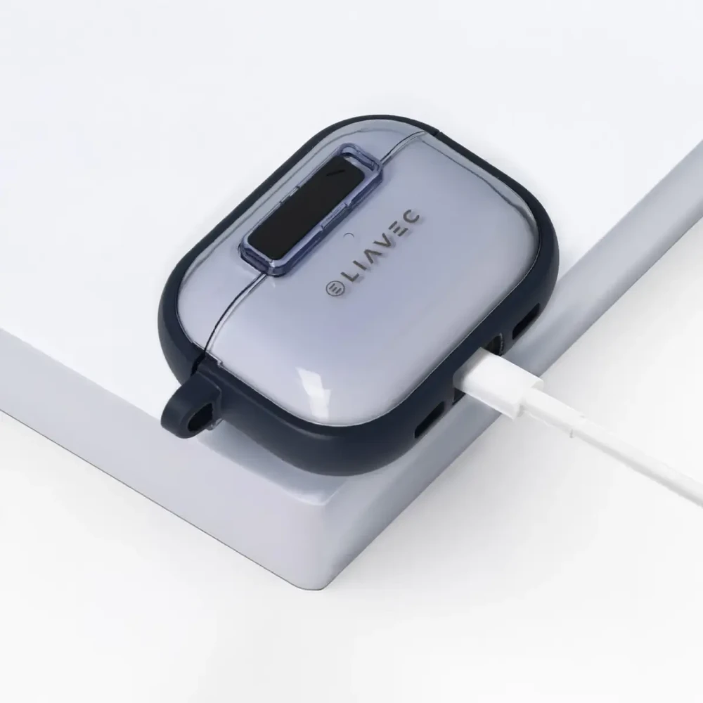 Liavec SlideLock dėklas telefonui AirPods Pro 3 transparent-mėlynas