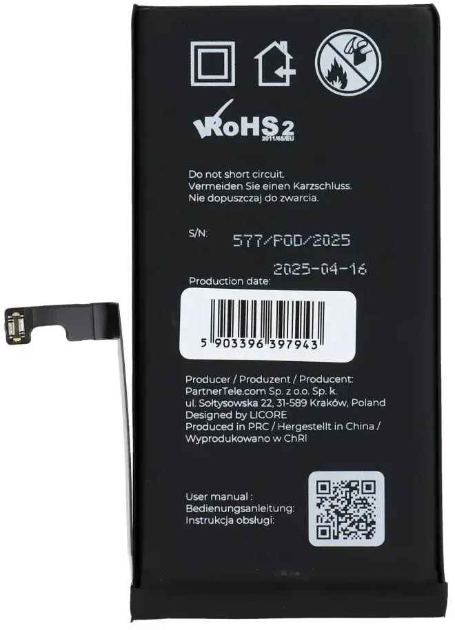 LICORE baterija, skirta IPHONE 15, 3349 mAh