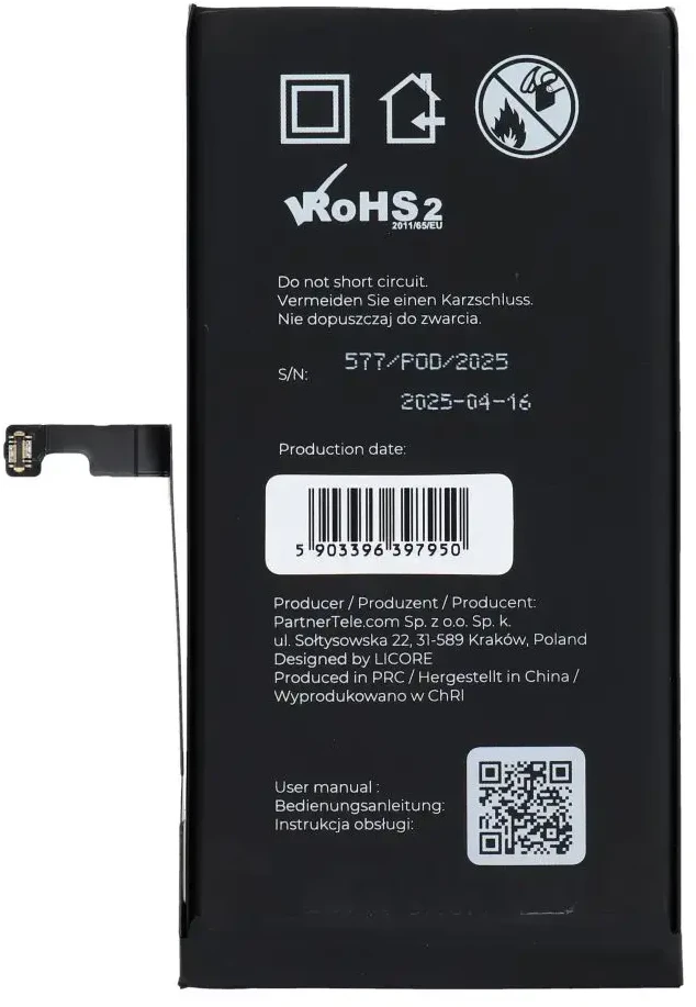 LICORE baterija, skirta IPHONE 15 Plus 4383 mAh