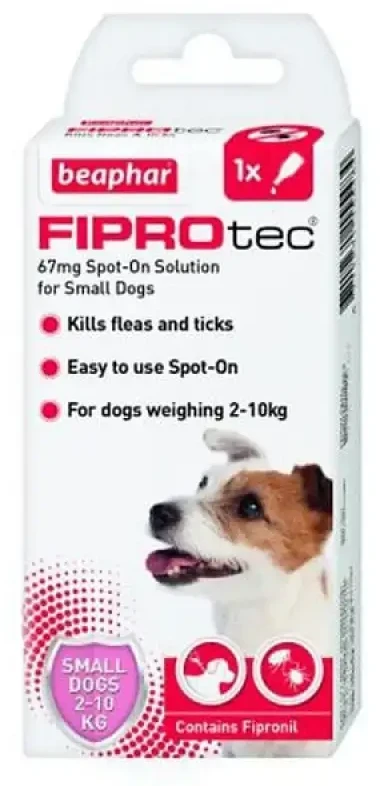 Līdzeklis pret blusām, ērcēm suņiem : Beaphar Fiprotec dog, no 2 līdz 10 kg,1pip.;