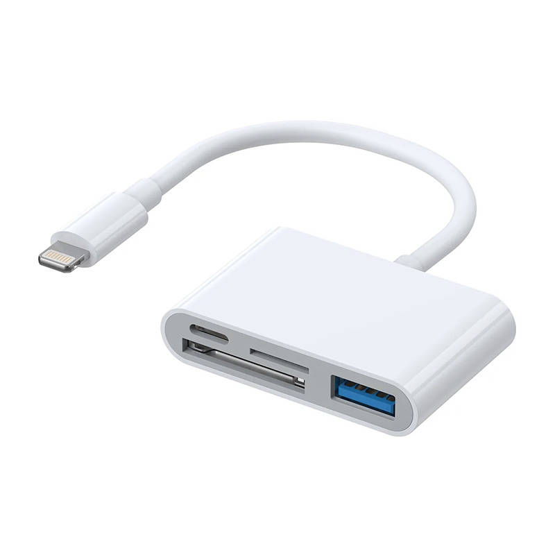 Lightning - USB OTG adapteris Joyroom S-H142 SD kortelių skaitytuvas Micro SD - baltas