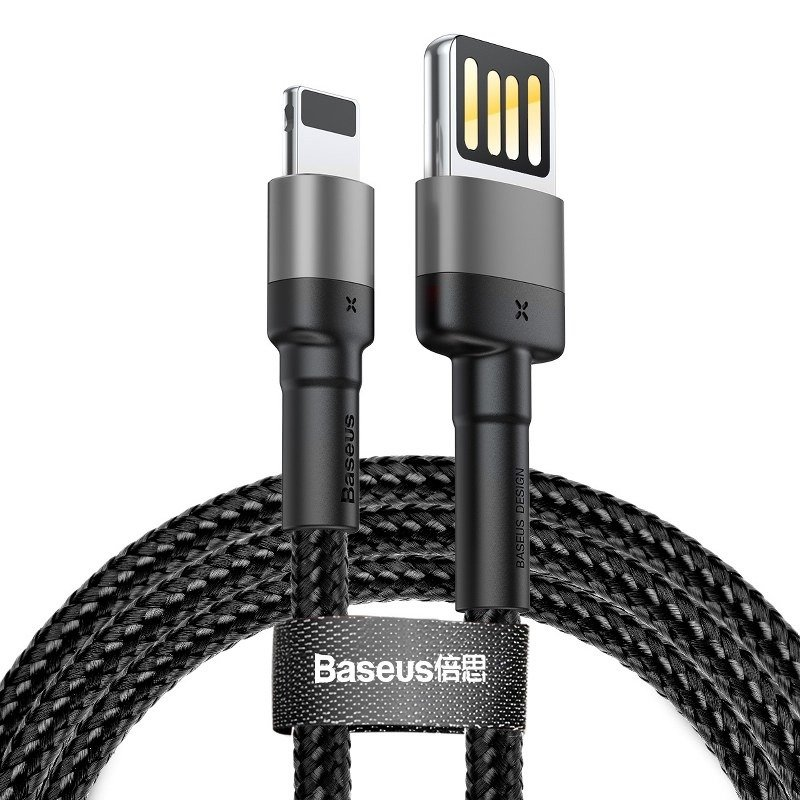 Baseus Cafule dvipusis USB Lightning kabelis 2.4A 1m - Pilkas / Juodas