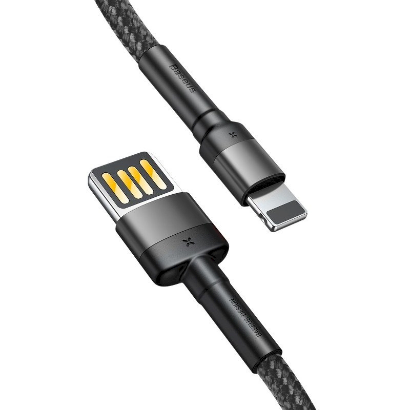 Baseus Cafule dvipusis USB Lightning kabelis 2.4A 1m - Pilkas / Juodas
