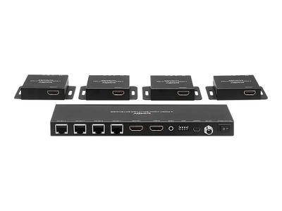 HDMI Skirstytuvas Ilgintuvas - LINDY Cat.6 4 Prievadų HDMI 4K30 ir IR Ilgintuvas 3840x2160@30Hz 70 m