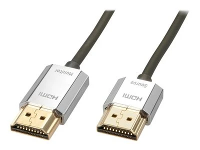 HDMI Laidas - LINDY CROMO Slim HDMI DIdelės Spartos A/A Laidas, M/M, 3 m, Juodas