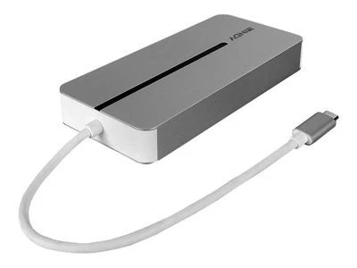 USB-C Dokavimo Stotis - LINDY DST-Mx Duo, USB-C Nešiojamojo Kompiuterio/MacBook Mini Dokų Stotis, PD 3.0 100W, USB 3.2 Gen 1, Gigabit Ethernet, Audio, Baltas