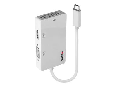Adapteris - LINDY USB Type C Triple Ekranas Converter HDMI DVI VGA 3840x2160