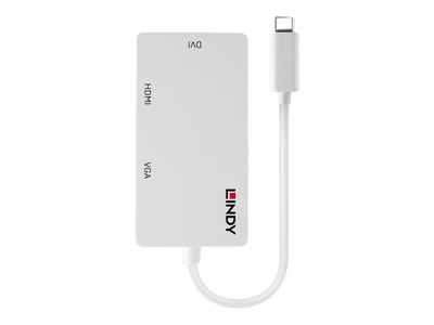 Adapteris - LINDY USB Type C Triple Ekranas Converter HDMI DVI VGA 3840x2160