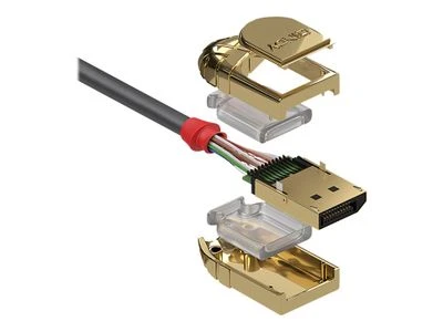 DisplayPort Kabelis - LINDY Gold Line DisplayPort 1.4 Kabelis, 0.5 m, Pilkas