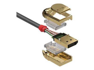 DisplayPort kabelis - LINDY Gold Line DisplayPort 1.4 kabelis, M/M, 1 m, Pilkas