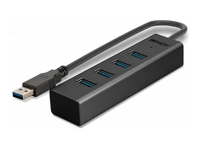 USB Hub - LINDY USB 3.0 Hub, 4 Jungtys, Juodas
