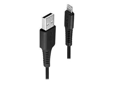 USB Kabelis - LINDY USB Type A į Lightning Laidas, M/M, 480Mbps, Patvarus PVC, 3 m, Juodas