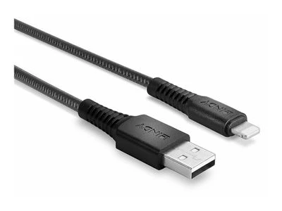 Kabelis - LINDY 1m sustiprintas USB Type A į Lightning kabelis 480Mbps PVC