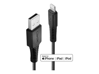 Lindy Įkrovimo Laidas - USB Tipo A į Lightning 0.5m PVC Nikelio Dangaus Jungtys