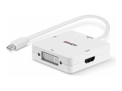 Adapteris - LINDY Mini DisplayPort 1.2 į HDMI, VGA ir DVI-D Aktyvus Adapteris Konverteris, 3840x2160 30Hz, Baltas
