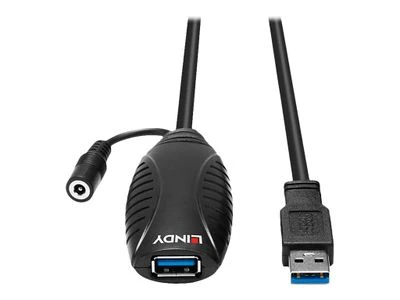 USB Prailginimo Laidas - LINDY USB 3.0 Aktyvus Prailginimo Laidas M/F, 10 m, Juodas