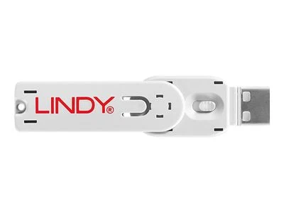 USB Priedas - LINDY USB A Prievado Blokatorius 4 vnt., Raktas, Baltas