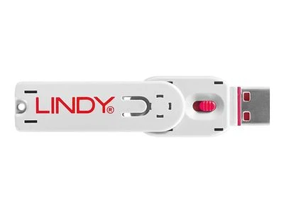 USB Priedas - LINDY USB A Prievado Blokatorius 4 vnt. + Raktas, Rožinis