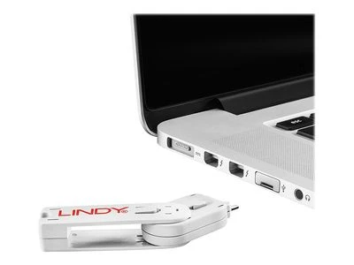 USB Priedas - LINDY USB A Prievado Blokatorius 4 vnt., Raktas, Baltas