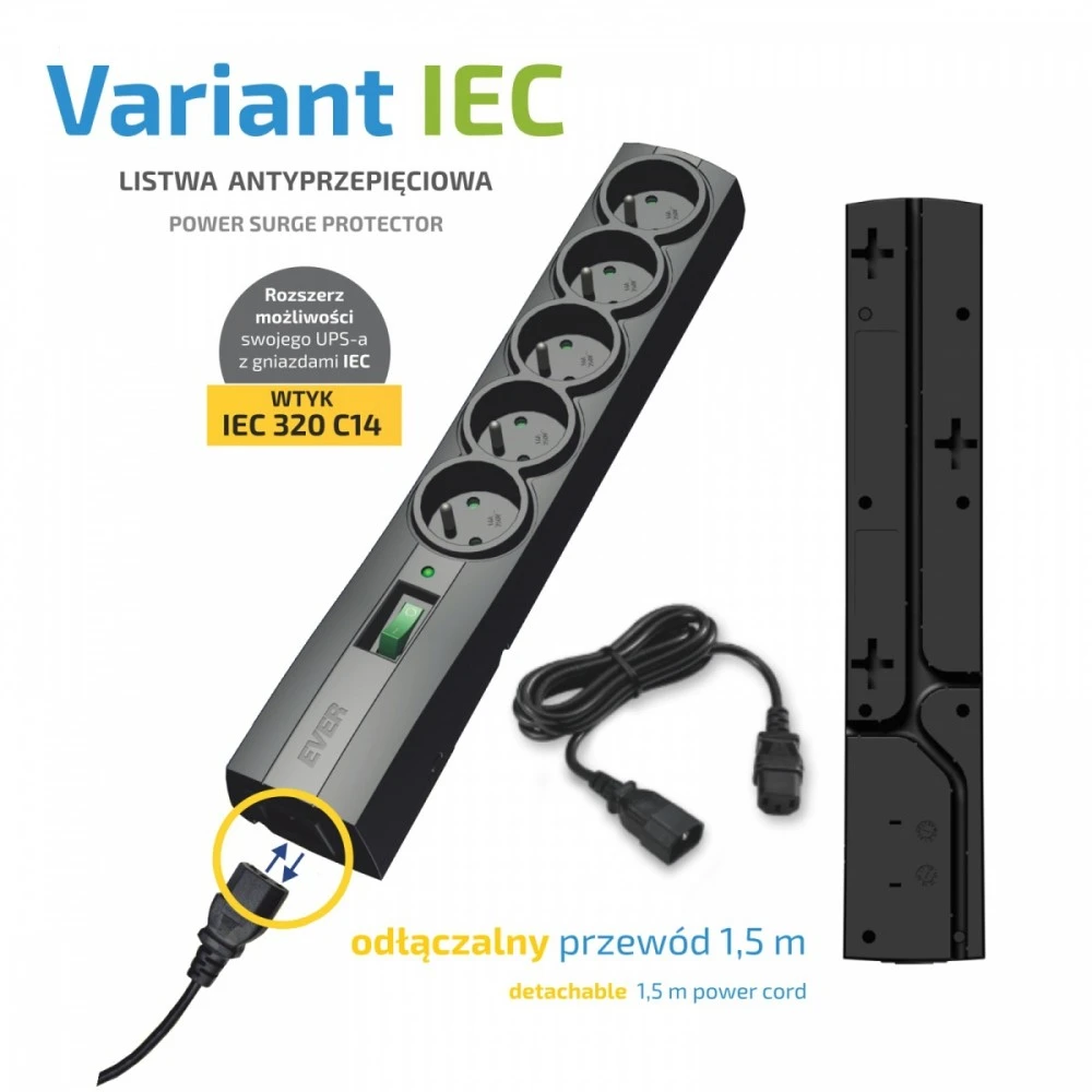 Ever Power Strip Variant 5 lizdai 1,5 m (T / LZ09-VAR020 / 0400)