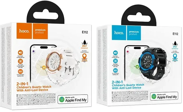 Lokalizator zgodny su Apple Find My w formie zegarka Hoco E112 juoda