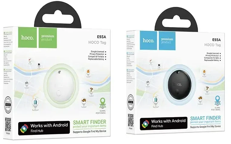 Lokatorius suderinamas su „Google Find My Device“ Hoco E93A baltas
