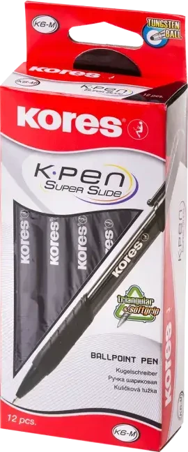 Šratinis rašiklis KORES SUPER SLIDE K6 F 0,7 mm juodas