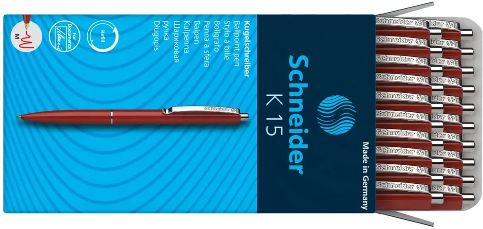 Automatinis tušinukas Schneider K15, 0,5mm, raudonos spalvos